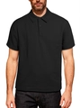 Schwarzes Kurzarm-Poloshirt für Herren mit hochwertiger Waffelstrick-Struktur - S / Schwarz