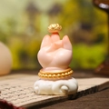 Pink gradient hand holding golden lotus flower ornament on white cloud base - 1223-1 Lotus Hand