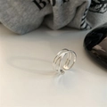 Minimalist double-layered silver knot ring with an adjustable open-end design - Silver Multi-layer Opening Style(JZ0490)