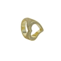 Gold hollow heart ring with sparkling white zircon pavé setting and polished finish - US Size 6 / Gold