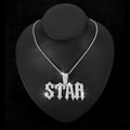 Collana con ciondolo lettera STAR argento e diamanti lucenti su supporto nero - Pendente Argento con Catena a Corda da 20 Pollici