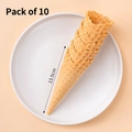 Golden waffle ice cream cones set of 10 pieces with 13.5cm length on ceramic plate - Large Ice Cream Waffle Cones (10 Pcs)