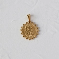 18K gold plated titanium steel round coin pendant with arrow and star patterns - L16 Beaded Edge Arrow