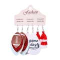 Drei Paar PU-Leder-Ohrringe mit Football-Motiv, Glitzer und Game Day Schriftzug - Football Game Day Roter Glitzer Set(2)