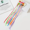 Set di 6 trecce colorate in fibra sintetica per bambine con decorazioni di fiori e perle - Stile Clip a Artiglio con Perline a Fiore di Prugno
