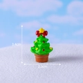 Miniature Christmas tree figurine with red bow and star for DIY snow globe decor - No. 21 Potted Christmas Tree
