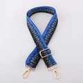Adjustable nylon bag strap with blue flame pattern and gold metal lobster clasps - Blue Black Flame / Light gold