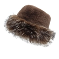 Cappello a secchiello invernale in pelliccia sintetica marrone con protezione per orecchie - M(56-58cm) / caffè