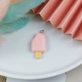 Pink and yellow resin popsicle charm with silver loop for DIY jewelry making - 8-Pink Yellow Splicing Popsicle