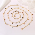 Elegante collar de cadena dorada con cuentas de colores y cristales en forma de espiral - Cadena de Cristal de Cuentas Redondas de Colores