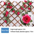 Artificial rose garland in rose red color with 16 heads on a 2.2m vine for wall decoration - 2.2m/16 Heads / 16 Heads Rose Magenta