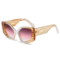 Fashionable cat eye sunglasses with ivory and amber frame and purple gradient lenses - White Tea Frame Gray Pink Lens