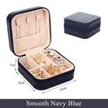 Square navy blue PU leather travel jewelry organizer box with zipper closure 10x10x5cm - 10*10*5cm / Glossy Dark Blue