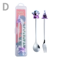 Christmas spoon and fork set with purple Santa and tree charms in a gift box - Hanging Box 2-Piece Set D