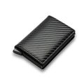 Slim RFID blocking carbon fiber wallet for men with secure aluminum card pop-up mechanism - Carbon Fiber Black