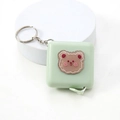 Mint green portable retractable measuring tape with cute cartoon bear and keychain - Brown Bear