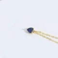 Elegant gold chain necklace with a dark blue heart-shaped zircon pendant - Gold Chain / Dark Blue