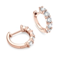 Moissanite hoop earrings in rose gold finish with S925 sterling silver and clear stones - 925 Silver Rose Gold Plated / Rose Gold