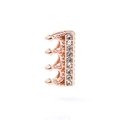 Rose gold crown charm with shimmering zircon inlay and textured metal for DIY bracelets - Crown Style / Rectangular Hole 10*2mm / Rose Gold