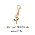 Pink rose enamel charm with gold base and lobster clasp for shoes and bags decoration - Style 29 Rose
