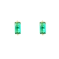 Elegant gold stud earrings featuring emerald green rectangular gemstone inlay for women - Square