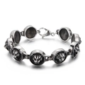 Hip hop style titanium steel bracelet featuring vintage lion head carvings and lobster clasp - Vintage Lion Head Style (KB152590-KJX)