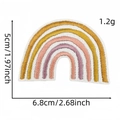 Macro detail of rainbow embroidery patch with precise dimensions 5x6.8cm and fabric texture - Rainbow Patch 3#