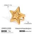 Bague en acier inoxydable doré avec forme étoile 3D et finition polie brillante - Bague Pentagramme Or (JDR0111020)