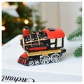 Detailed view of vintage steam train jewelry box with enamel finish on a white book base - Train 9.5*6.5cm