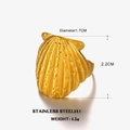 Anillo de concha dorado en acero inoxidable con dimensiones y un peso de 4,5 g - Anillo de Concha Pulida / Dorado