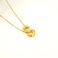 Collier en acier inoxydable plaqué or 18k avec pendentif lettre S style ballon 3D - Lettre S(S-P062-S)