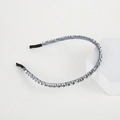 Elegant double-row grey crystal beaded headband with soft fabric wrapping for women - Double-Row Crystal Silver