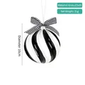 Black and white spiral glass Christmas ornament with checkered bow and silver string - 10cm Style 13 Black & White Spiral (Single)