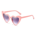 Fashionable heart-shaped pink sunglasses with purple gradient lenses from a 45-degree angle - Bright Yellow Frame Gradient Tea Lens