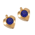 Golden heart-shaped pendant with a faceted blue zircon stone center for DIY jewelry - Heart / Sapphire Blue