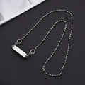 Detail of silver metal ball chain with engraved Good Luck rectangular pendant charm - K371-6mm Bead Chain + Gate Buckle + Letter Clip