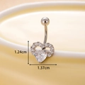 Silver stainless steel heart navel piercing with micro-paved cubic zirconia stones - Heart Style (2#) / Silver