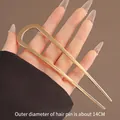 Épingle à cheveux dorée en U avec gland papillon, pic à cheveux en métal poli de 14cm - Or Poli (171) / Diamètre Extérieur Env. 14CM / Or