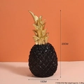 Large black resin pineapple ornament with golden leaves for modern home desk decor - Large / Black