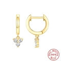 Orecchini a cerchio in argento 925 dorato con triplo ciondolo in zircone scintillante - Oro 3-Zirconia / Argento 925