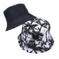 Set di cappelli alla pescatora reversibili con lato nero e stampa di palme tropicali - Taglia unica / Interno Nero-Cappello da Pescatore Reversibile