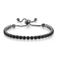 Adjustable tennis bracelet with black round zircons in gunmetal finish bolo clasp - Black Gold Black Stone