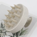 Brosse de massage cuir chevelu en silicone paille de blé beige avec 19 picots flexibles - Style Paille de Blé Givrée / Poche zippée