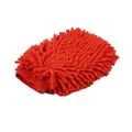 Red thick chenille wash mitt with absorbent coral fleece and elastic cuff for car care - 100 g / Double Sided Chenille Red