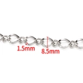 Shiny silver stainless steel oval chain links with 8.5mm width and 1.5mm thickness - Steel Color Square 1:1 Twisted Chain 8.5mm