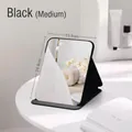 Portable black matte folding makeup mirror in medium size measuring 15.5cm by 20.8cm - Rounded Corner Folding Style / M / Mystic Black