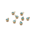 Détail de pendentifs en acier inoxydable doré avec pierres de zircone bleu clair - 20 Pièces / 11.5g / Cadre Doré / Zircone Bleu Lac