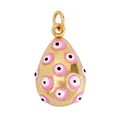 Goldener tropfenförmiger Anhänger mit rosa-schwarzem Evil Eye Emaille für DIY-Schmuck - M93 Rosa Tropfenanhänger / Rosa