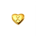 Polished gold heart charm with letter X engraving for DIY jewelry making and necklaces - Letter X Style (S-P143-X)