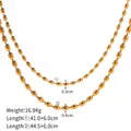 Golden stainless steel oval bead chain necklace set with high polished glossy finish - Oval Bead Chain (SG)